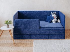 Диван-кровать Happy (синий) в Среднеколымске - srednekolymsk.mebel-nsk.ru | фото