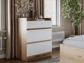 Комод 3 ящика Брауни (дуб делано/белый) в Среднеколымске - srednekolymsk.mebel-nsk.ru | фото