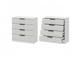 Комод 4 ящика (МДФ) Эккервуд (белый) в Среднеколымске - srednekolymsk.mebel-nsk.ru | фото