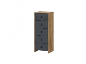 Комод 5ящ. Байкал (дуб крафт золотой/графит) в Среднеколымске - srednekolymsk.mebel-nsk.ru | фото