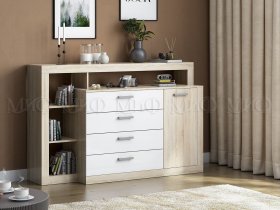 Комод Ангара (дуб сонома/белый глянец) в Среднеколымске - srednekolymsk.mebel-nsk.ru | фото