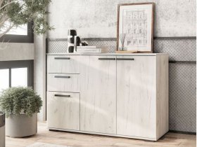 Комод Стандарт-3 NEW (дуб крафт белый) в Среднеколымске - srednekolymsk.mebel-nsk.ru | фото