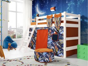 Кровать полувысокая Соня (вариант 6) с наклонной лестницей в Среднеколымске - srednekolymsk.mebel-nsk.ru | фото