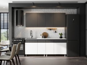 Кухонный гарнитур София (2,0м) (бланж/графит матовый) в Среднеколымске - srednekolymsk.mebel-nsk.ru | фото