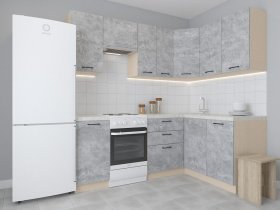Модульная угловая кухня 1,4м*2,1м Лада (цемент) в Среднеколымске - srednekolymsk.mebel-nsk.ru | фото