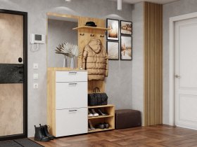 Прихожая Монтана (дуб крафт золотой/белый) в Среднеколымске - srednekolymsk.mebel-nsk.ru | фото