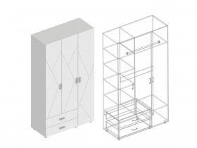 Шкаф трехстворчатый с ящиками Сандра в Среднеколымске - srednekolymsk.mebel-nsk.ru | фото