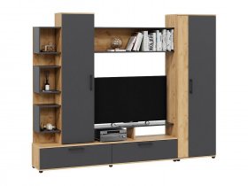 Стенка «Дакота» (дуб крафт золотой/антрацит) в Среднеколымске - srednekolymsk.mebel-nsk.ru | фото