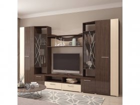 Стенка Гамма (дуб венге/дуб молочный) в Среднеколымске - srednekolymsk.mebel-nsk.ru | фото