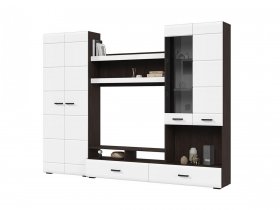 Стенка ГС-01 Либерти (венге/белый глянец) в Среднеколымске - srednekolymsk.mebel-nsk.ru | фото