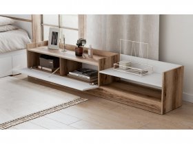 Тумба под ТВ Брауни (дуб делано/белый) в Среднеколымске - srednekolymsk.mebel-nsk.ru | фото