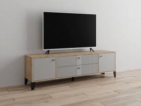 Тумба под ТВ Парус-10 (дуб крафт серый/серый) в Среднеколымске - srednekolymsk.mebel-nsk.ru | фото
